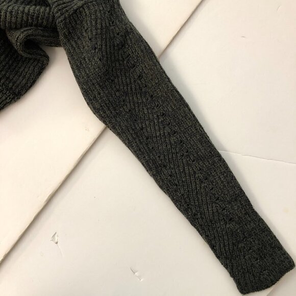 Devoted Peakaboo Collar Dark Green Black VNeck Knit Sweater Sz M - Picture 6 of 12